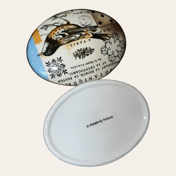 Kimberly Poloson Ceramic Bird Theme Trinket Box/Dish & Lid - Picture 6 of 12